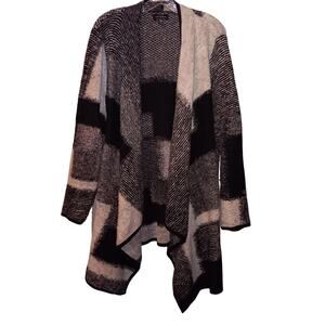 EUC Lucky Brand 2X Gray Black Waterfall Style Cardigan NICE!